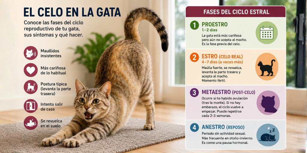 Celo en gata grafica explicativa para entender el celo